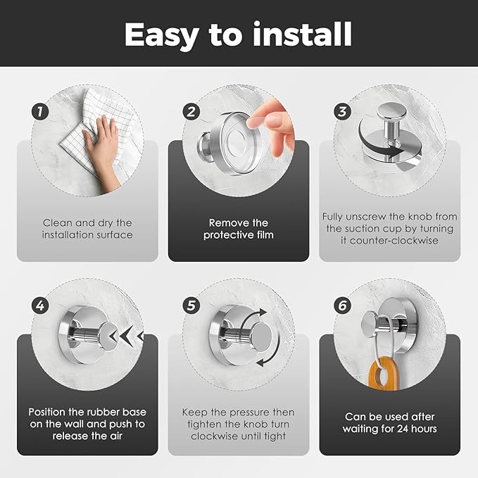 Linwnil Suction Cup Silver Wreath Hanger，Suction Cup Hooks Hanging 10 Lbs，Waterproof Suction Cup Wreath Holder for Windows, Shower, Wreaths，Smooth Doors (Silver, 4 Pack)