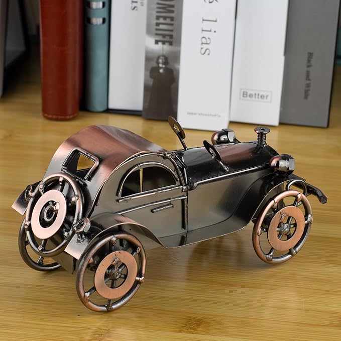 Metal Antique Car Decor, Classic Collectible Cars for Adults - Handmade Vintage Car Model for Man Cave, Garage, Home & Office - Car Lover Gifts