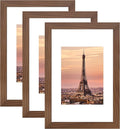 8x12 Picture Frame 3 Pack - Brown Poster Frame Display Pictures 6x8 with Mat or 8 x 12 Without Mat for Wall Hanging Horizontal and Vertical