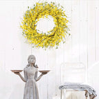GTIDEA 24" Spring Summer Wreaths for Front Door Artificial Forsythia Flower Wreath on Grapevine Yellow Door Wreath Floral Wreath for Home Indoor Wall Window Garden Porch Farmhouse Decor