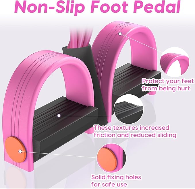 Resistance Bands with Handle, 6-Tube Elastic Foot Pedal Resistance Band, Natural Rubber Ankle Puller Sit-up Exercise, Multifunction Fitness Bands for Abdomen, Waist, Arm, Leg Stretching Training