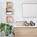 Jetec 2 Pieces Heart Shaped Wooden Decor - Rustic Family Love Table Centerpiece for Home, Living Room, Bedroom, Kitchen, Office - Ideal Housewarming and Wedding Decoration