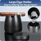 Cigar Ashtray with Lid for Outdoors Indoors Outside Patio Home Black Decor,Large Holder Ash tray Windproof,Cigar Accessories Gift for Men Dad Husband Boyfriend (Extra Large)