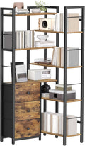 YATINEY Corner Bookshelf, 7 Tier L-Shaped Bookcase with 3 Drawers, Storage Corner Shelf, Freestanding Tall Display Shelf, Industrial Style, for Living Room, Home Office, Rustic Brown and Black SJ10BR