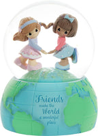 Precious Moments Best Friends Snow Globe | Friends Make The World A Wonderful Place Resin/Glass Musical Snow Globe | Gift & Home Decor | Hand-Painted