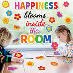 Classroom Bulletin Board Decoration Set Welcome Banner Wall Door Decor Colorful Classroom Decorations for Kindergarten Preschool Elementary and Middle School(Happiness Blooms Inside This Room)