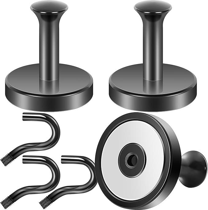 Neosmuk Magnetic Coat Hook,170lb Strong Extra Heavy Duty Magnet Hooks,Magnetic Wreath Hanger/Holder for Metal Doors,Purse,Towel,Stocking,Cruise Cabin,Black,3 Pack