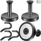 Neosmuk Magnetic Coat Hook,170lb Strong Extra Heavy Duty Magnet Hooks,Magnetic Wreath Hanger/Holder for Metal Doors,Purse,Towel,Stocking,Cruise Cabin,Black,3 Pack
