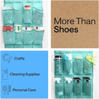 GORILLA GRIP Over the Door Shoe Organizer, 24 Large Breathable Mesh Pockets, Space Saving Hanging Storage Holder, Closet Rack Hanger Holds Up to 40 lbs, Hangs on Closets, Shoes, Accessories, Turquoise