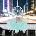 Pretty Jolly Crystal Stone Small Dream Catchers Mint Green Feathers Mini Dreamcatchers with Beads for Cars Rear View Mirror Hanging Decoration Good Luck Travel Charm Bedroom Ornaments for Women Girls