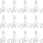 Boao 12 Pack Plastic Easel Stand Display Card Plate Stands Photo Holder Picture Frame Book or Other Items Easel for Weddings, Birthdays, Home Decoration, Tables(7 Inches,Clear)