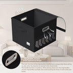 2 Pack Shoe Organizer for Closet Large Shoe Box Storage Containers with Clear Window Space Saving Shoe Bin with Foldable Bottom Support Adjustable Dividers Fits 32 Pairs (Black, (16.5*16.5*13in)*2)