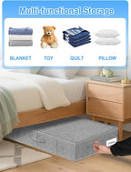 6.7-Inch Tall Under Bed Storage Container, Underbed Storage Bin w/Rigid Sides & Bottom, Large Under-Bed Clothes Organizer with Zippered Lid for Bedroom, Dorm, Sofa, 30x15x6.7 Inches, Gray