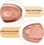 Modern Clear Coaster Set of 5- Glass Coasters for Drinks Crystal Coaster Round Cup Coasters Coffee Table Decor for Office, Kitchen, Bar, Dining Room, Living Room, Patio(Clear Red)
