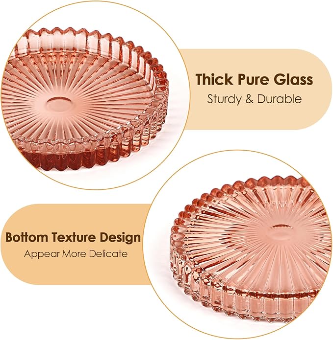 Modern Clear Coaster Set of 5- Glass Coasters for Drinks Crystal Coaster Round Cup Coasters Coffee Table Decor for Office, Kitchen, Bar, Dining Room, Living Room, Patio(Clear Red)