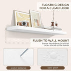 RICHFOCUS 48Inch Floating Shelves for Wall 1 Pack Shelves for Bedroom|Kitchen|Bathroom Wall Mounted Rustic Wood Floating Shelf with Invisible Brackets for Books|Storage|Decor, White