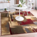 Unique Loom Barista Collection Area Rug - Timor (7' 1" Square, Multi/Red)