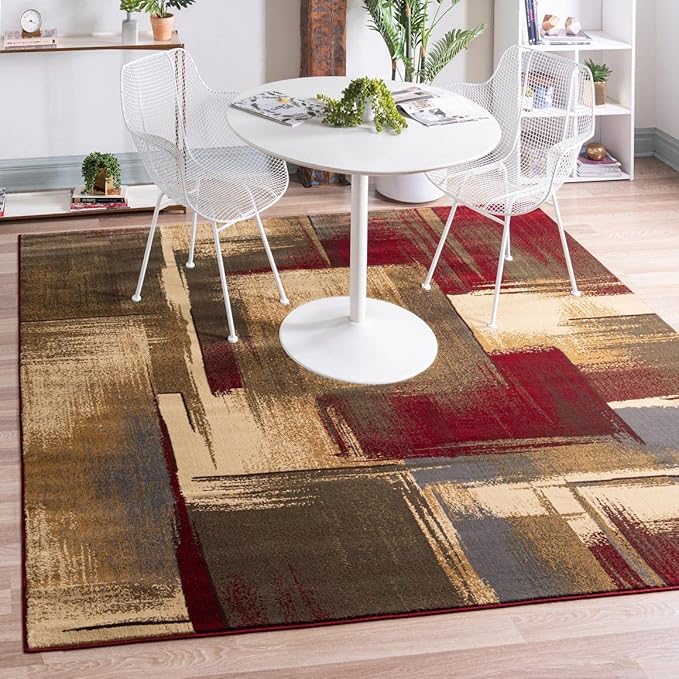 Unique Loom Barista Collection Area Rug - Timor (6' 1" Square, Multi/Red)