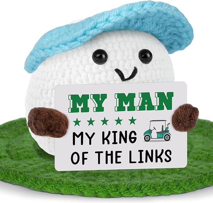 Funny Crochet Golf Ball Accessories, for Dad Husband, Positive Golf Gifts for Him Friends Brothers, Emotional Comfort Golf Presents for Men