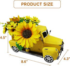 Metal Truck Decor with Artificial Flower Vintage Farm Pickup Farmhouse Tabletop Tiered Tray Decor, Rustic Farmhouse Decor for Table Top Decor Home Kitchen(Yellow)
