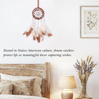 Pretty Jolly Crystal Stone Small Dream Catchers Brown Feathers Mini Dreamcatchers with Beads for Cars Rear View Mirror Hanging Decoration Good Luck Travel Charm Bedroom Ornaments for Women Girls