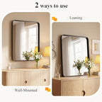 Sweetcrispy Bathroom Wall Mirror, 32x24 Inch Wall Mount Mirror for Over Sink, Modern Rounded Rectangle Vanity Mirrors with Matte Metal Framed, for Home Decor, Living Room, Bedroom, Black