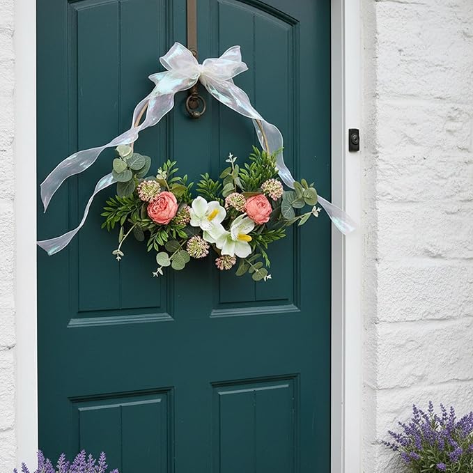 Artificial Floral Swag Front Door Swag Indoor Decorative Hanging Spring Wreath for Restaurant Birthday Holidays Apartment, JH615