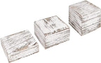MOOCA Customizable Wooden Display Risers Set - 3 Different Height Stands for Jewelry, Watches, Cosmetics, and Accessory, Antique White Color