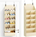 Lifewit 6 Tier Over the Door Shoe Organizer with 11 Large Deep Pockets, Fabric Hanging Shoes Shelf for Closet, Dorm Storage, Fit Up to 12 Pair Shoe Rack Holder for Sneakers, Boots, Beige