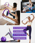 Home Workout Pilates Kit for Women, Better me Pilates Ring and Ball Set Essentials Equipment, with 5 Resistance Bands, Massager Roller, Yoga Starter Accessories for Toning Arms, Thighs & Core