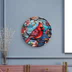 Decorative Plates, Cardinal Bird Colorful Stained Glass Painting Display Plate for Home Office Kitchen Table Decor Porcelain Plates 7 Inch, Gifts for Loss of Loved