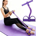 Resistance Band with Pedal Handle 6 Tube Elastic Natural Latex Pull Rope Fitness Bands for Leg Arm Abdomen Waist Stretching Exercising Training