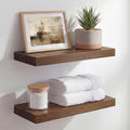 Homeforia Classic Walnut 16 inch Floating Shelf, High End Solid Real Wood Small 16inch Floating Shelves for Wall Mounted, 16in Floating Shelves, Heavy Duty Bracket, 16 X 6.5 X 1.75 inches, Set of 4