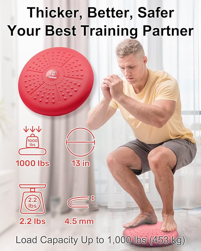 Tumaz Wobble Cushion - Wiggle Seat to Improve Sitting Posture & Stay Focused for Sensory Kids, Balance Disc to Core Strength & Flexible Seating [Extra Thick Balance Board, Pump Included Wobble Board]