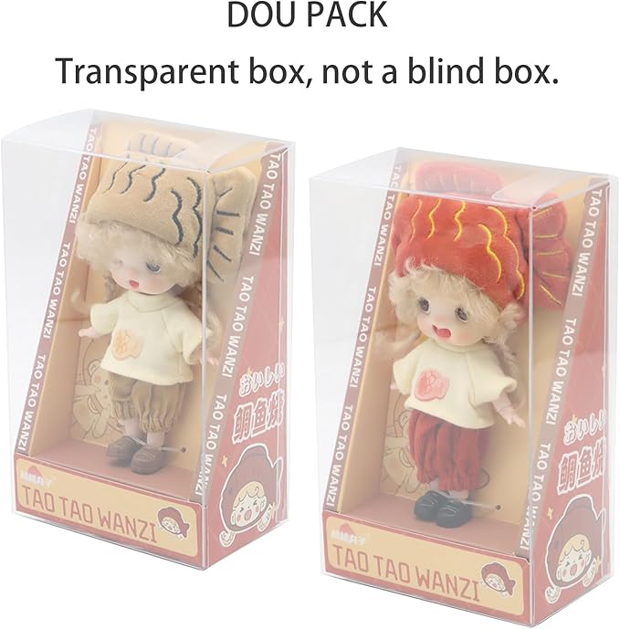 2Pcs Small Cute Collectible OB11 BJD Dolls for Girls Birthday Gift, 12 Points Articulated Anime Action Figures with Removable Clothes