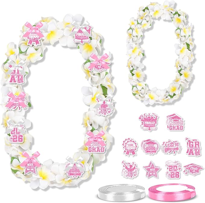 Leis for Graduation 2026, Artificial Flower Wreath with Cards Graduation Lays Gifts, Congrats Grad for High School