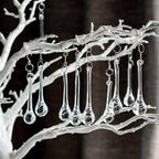 kanpura 20pcs Glass Raindrop Ornaments Glass Teardrop Hanging Ornaments Clear Chandelier Drop Pendant Decorations for Christmas Tree Winter Party Supplies (3 Inch)