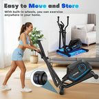 Elliptical Exercise Machine for Home, 16-Level Magnetic Resistance Elliptical Trainer with Hyper-Quiet Drive, 15.5IN AStride, LCD Monitor & App Support, 350LBS Weight Capacity