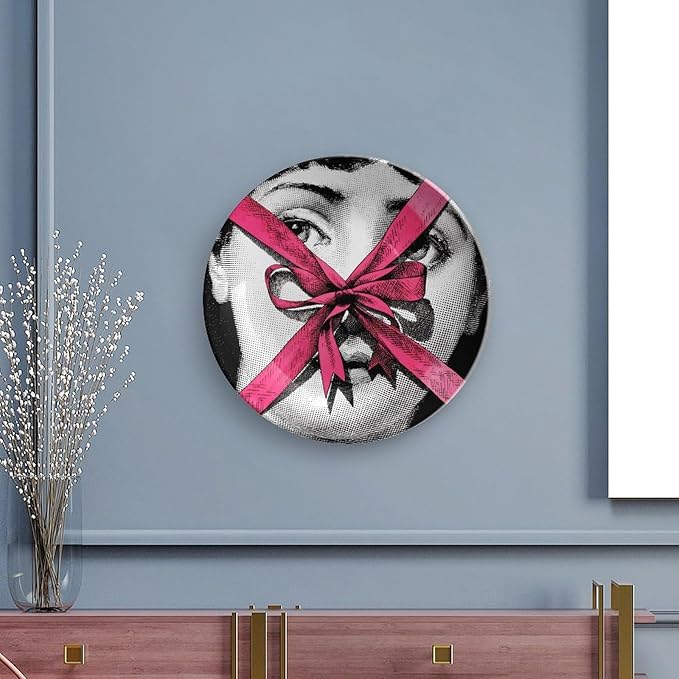 Lina Cavalieri Plate, Wall Decorative Plate, Mysterious Face Plate Wall Hanging Decoration,Including Bracket And Special Spring HooK,style-11,7inch