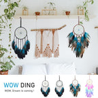 Dream Catchers with Luminous Beads, Handmade Blue Dreamcatcher, Bedroom Decor for Boys Girls Kids Ornament Art Craft Gift