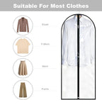 Dress Bags for Gowns Long, 65'' Garment Bags for Hanging Clothes, Suit Bag Cover for Storage and Travel (Clear)