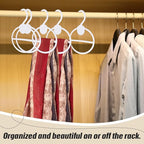 50 Pcs Scarf Hanger Plastic Holder Organizer Space Saving Scarf Organizer Clothes Hanger for Scarves Headscarves Clothing Sorting Storing (White)
