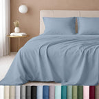 California Design Den California King Sheet Set - 100% Cotton, 600 Thread Count Deep Pocket Cal King Sheet Set, Luxury Hotel-Quality Sheets with Soft Sateen Weave - Blue