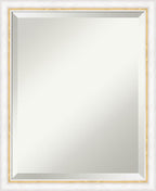 Amanti Art White Wall Mirror 22x18 Morgan White Gold Rectangle Bathroom Mirror for Wall Decor Living Room, Small Modern Wood Frame, Hangs Horizonally and Vertically, Bathroom Decor, Beveled Edge