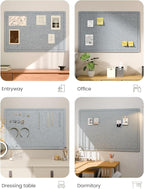 Fluxynara Bulletin Board,35.4" x 23.6" Cork Board Alternative with 12 Safe Removable Adhesive Tabs, Foldable Felt Pin Board for Home Office, Classroom, Bedroom,Entryway for Walls—Blue Gray
