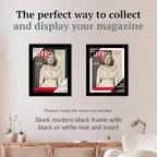 Creative Picture Frames 12.5 x 16 Magazine Frame with Full-Strength Glass, Holds Up To A 1/4" Thick Media with Installed Hangers for Easy Mounting, 14x18 Black Frame with Black Mat