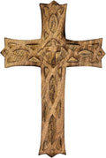 Wooden Cross 12 Inches Handmade Catholic Crucifix Wood Wall Cross Christians Spiritual Hanging Ornament Church Wall Decor For Home Office Living Room Long Hand Carved Ideal Christmas Gift for Women