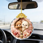 Crystal Teddy Bear Couple Ornament Suncatcher Home Decoration Car Interior Decorations Charm Pendant for Men Women Teens Graduation Gifts Friendship Birthday Gifts for Friend Female Xmas Gifts