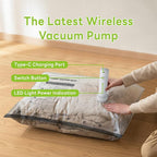 12 Pack Vacuum Bags for Travel with Rechargeable USB Pump,Space Saver Vacuum Storage Bags for Luggage and Suitcase,Portable Seal Bags for Clothes and Clothing Travel