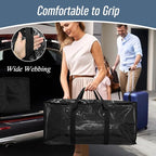 12 Pack Extra Heavy Duty Large Moving Bags with Strong Zipper & Comfortable Handles, Sturdy & Durable Clothes Storage Bags Totes Bins, Packing Moving Boxes for College Supplies, Black